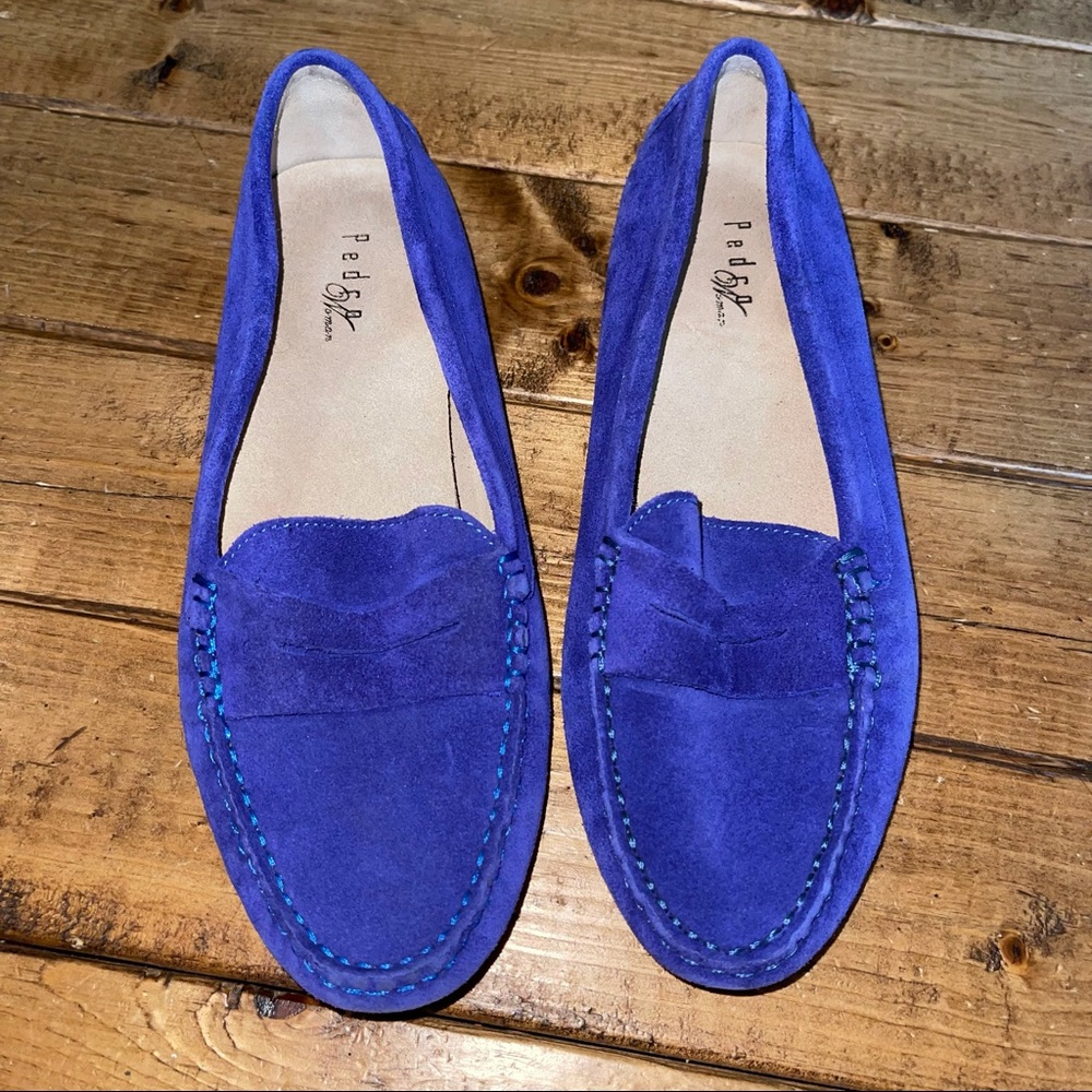 Pedro Woman Royal Blue Suede Penny Loafer Size 38